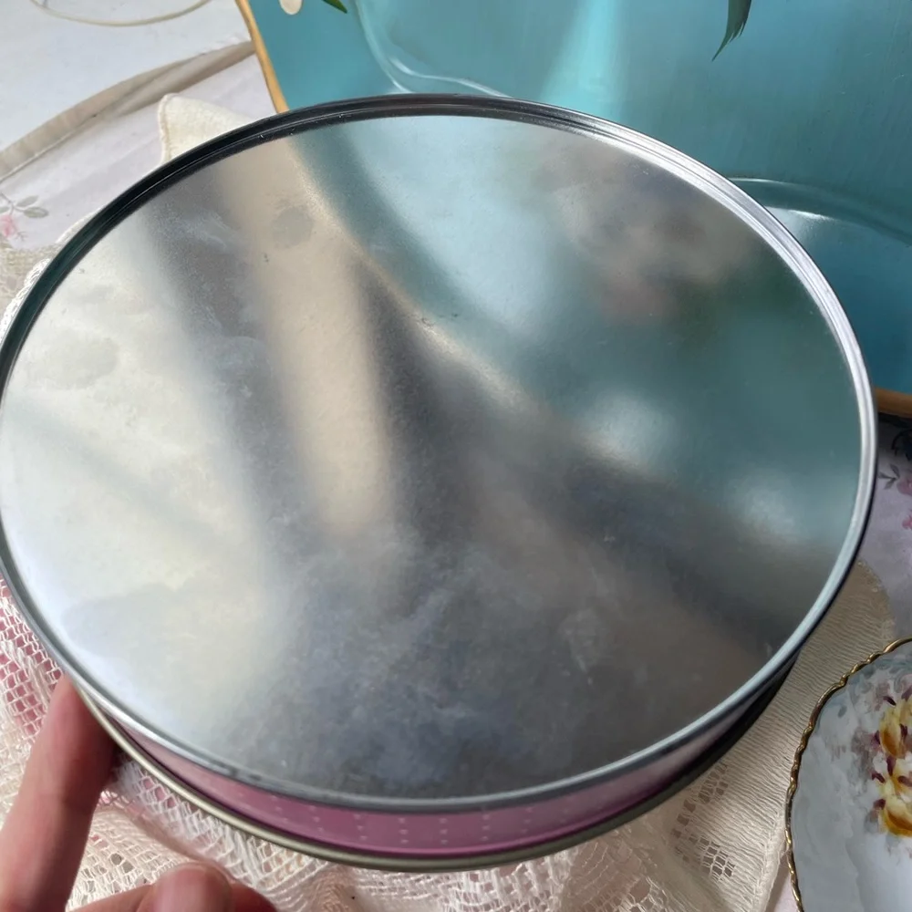 Vintage 90s Goose Print Round Tin Box Canister Farmhouse Cottagecore Grandmacore